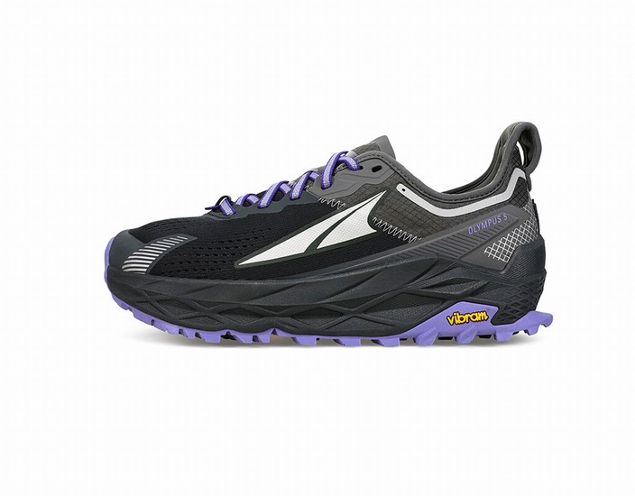 Black / Grey / Purple Altra Olympus 5 Women's Trail Running Shoes | 2803-JFYDR