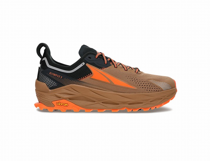 Brown / Black Altra Olympus 5 Men's Trail Running Shoes | 0654-MWABN