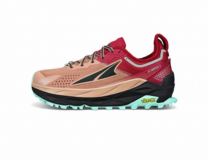 Brown / Red / Black Altra Olympus 5 Women's Trail Running Shoes | 0657-FCNVY