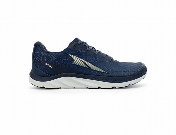 Navy / White Altra Rivera 2 Men's Road Running Shoes | 2743-YRWNF