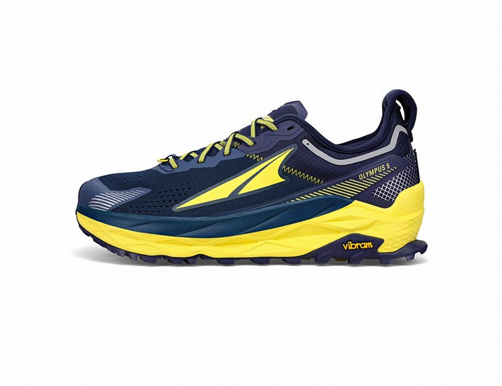 Navy / Yellow Altra Olympus 5 Men's Trail Running Shoes | 3897-HXCAU