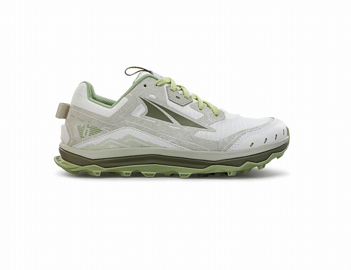 White / Green Altra Lone Peak 6 Women's Trail Running Shoes | 8714-LXFVA