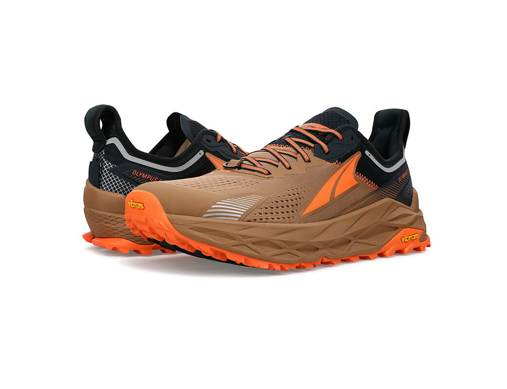 Brown / Black Altra Olympus 5 Men's Trail Running Shoes | 0654-MWABN