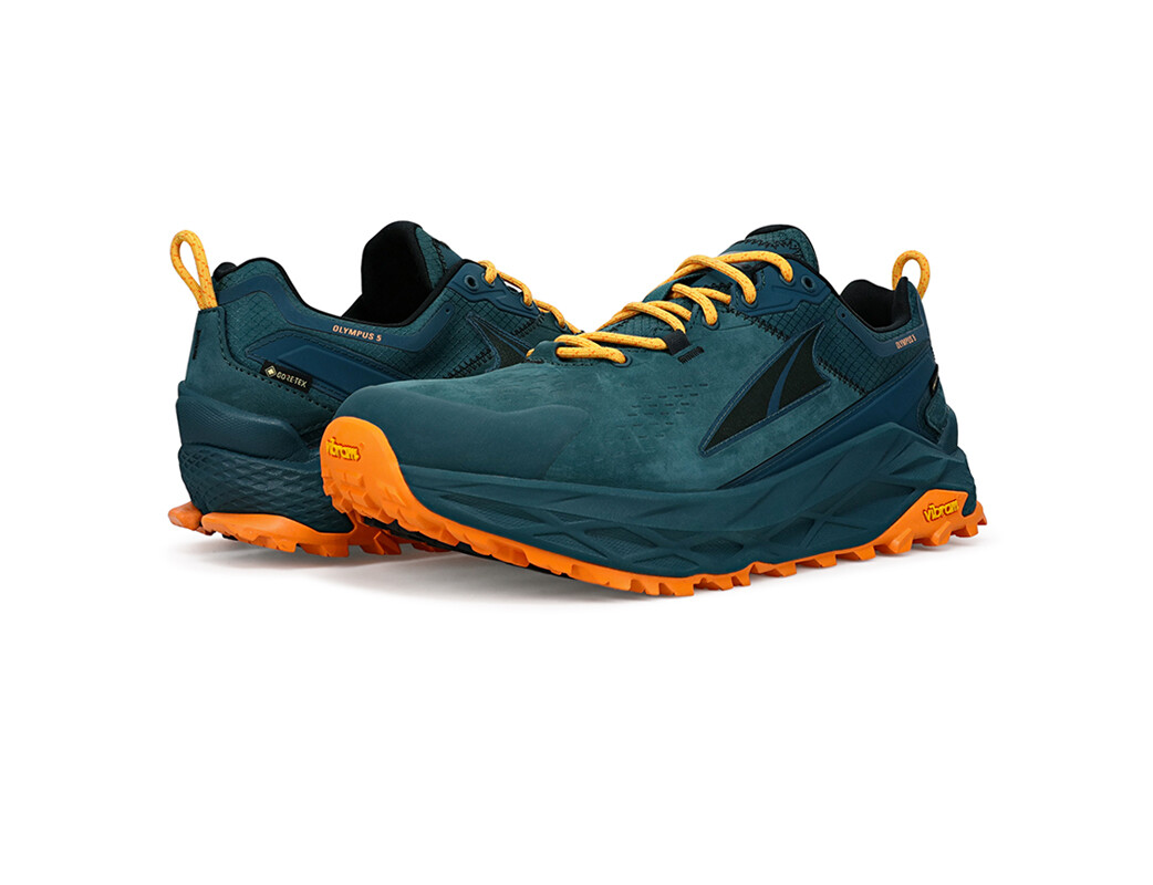 Deep Turquoise / Orange Altra Olympus 5 Low GTX Men's Hiking Shoes | 1394-RJKXU