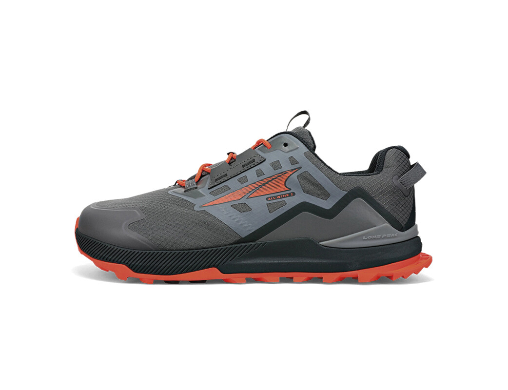 Grey / Orange Altra Lone Peak Low All-Wthr 2 Men\'s Trail Running Shoes | 7106-ZFHYC