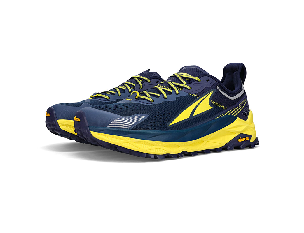 Navy / Yellow Altra Olympus 5 Men's Trail Running Shoes | 3897-HXCAU