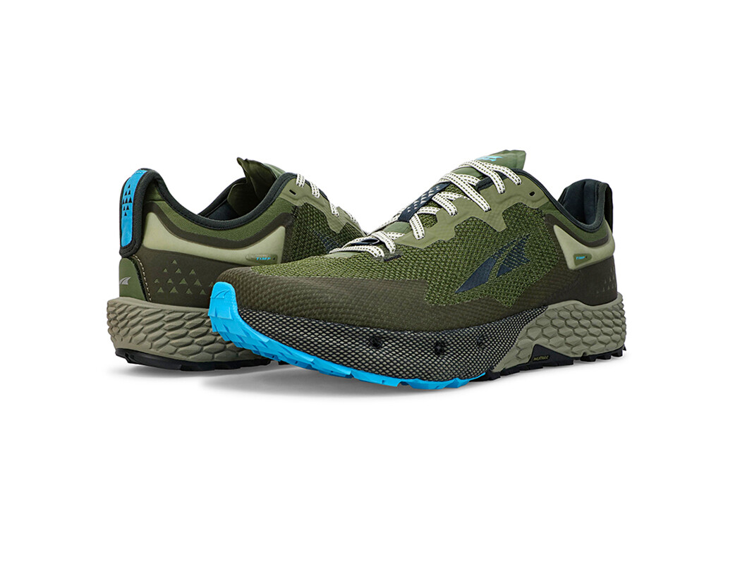 Olive / Blue Altra Timp 4 Men's Trail Running Shoes | 8391-OQAYE