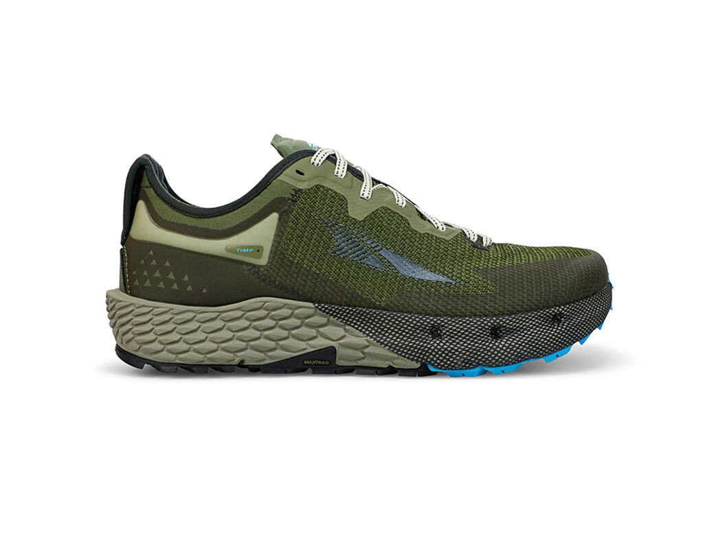 Olive / Blue Altra Timp 4 Men\'s Trail Running Shoes | 8391-OQAYE