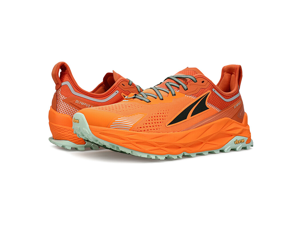 Orange Altra Olympus 5 Men's Trail Running Shoes | 2358-QDCZH