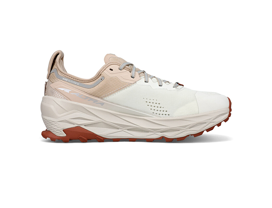 White / Brown Altra Olympus 5 Men's Trail Running Shoes | 8430-LOHKJ