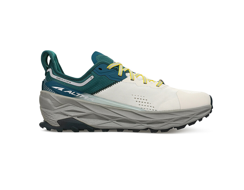 White / Grey / Turquoise Altra Olympus 5 Men's Trail Running Shoes | 4789-CUYGJ